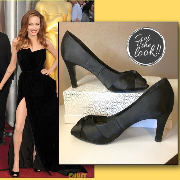 MOOTSIE TOOTSIES Black Satin Open Toe Pumps - Picture 1 of 13